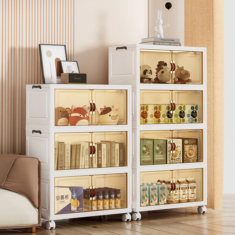 Large-capacity Foldable Storage Box Locker Multi-Layer Closet Organizer With Wheels Folding Wardrobe Snack Toy Storage Cabinet