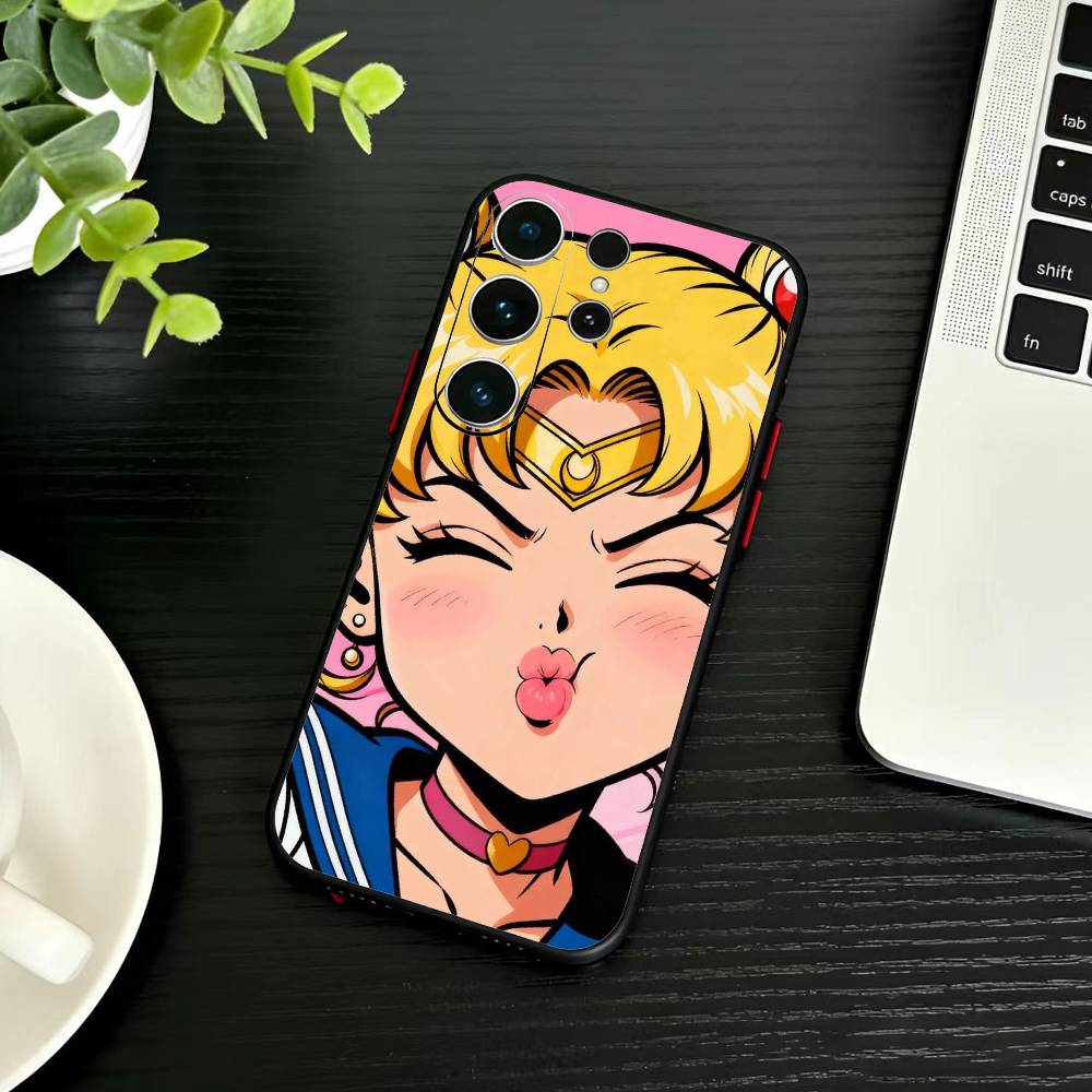Мультяшный чехол для телефона S-Sailor M-Moons Для Samsung S26,S25,S24,S23,S22,S21,S20,Plus,Fe,Lite,Другие Черный чехол
