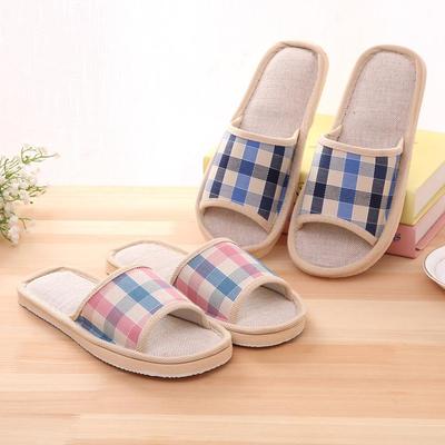 Женские модные повседневные домашние тапочки в клетку для пар, домашняя обувь на плоской подошве