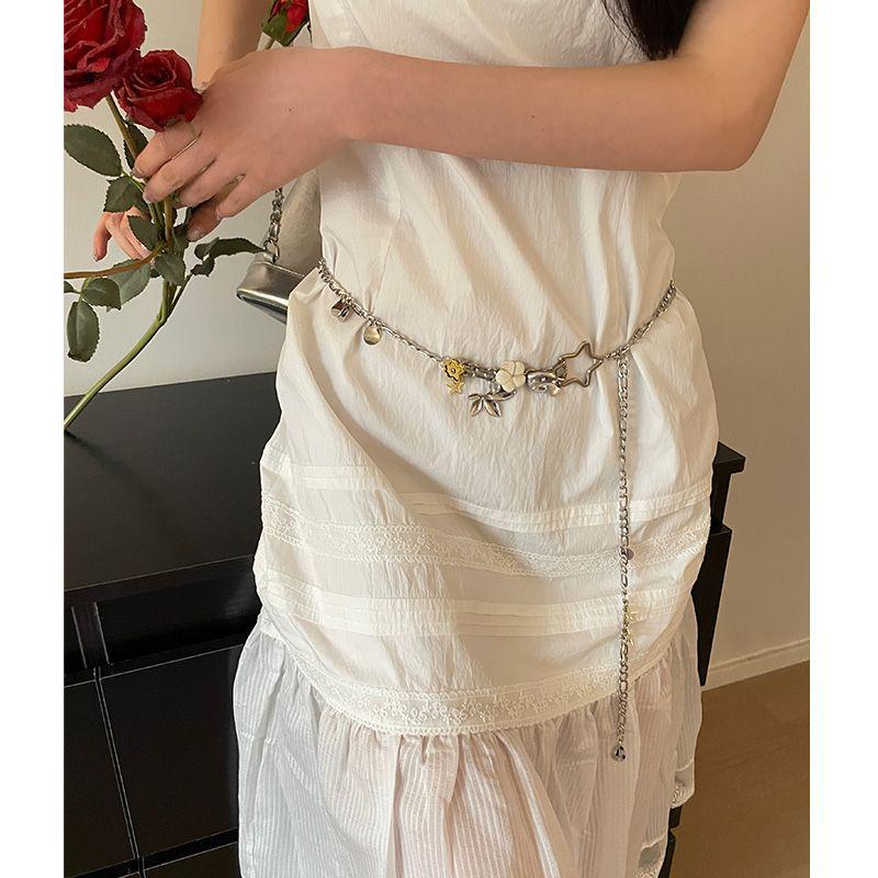 2024 Женская высококачественная металлическая цепочка на талию Love Bow с рельефным дизайном ремня