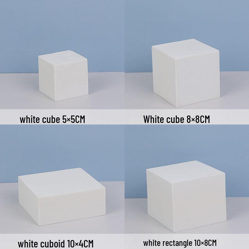 Белый пенопластовый геометрический куб, реквизит для фотосъемки, с фоновой доской и мелкими украшениями