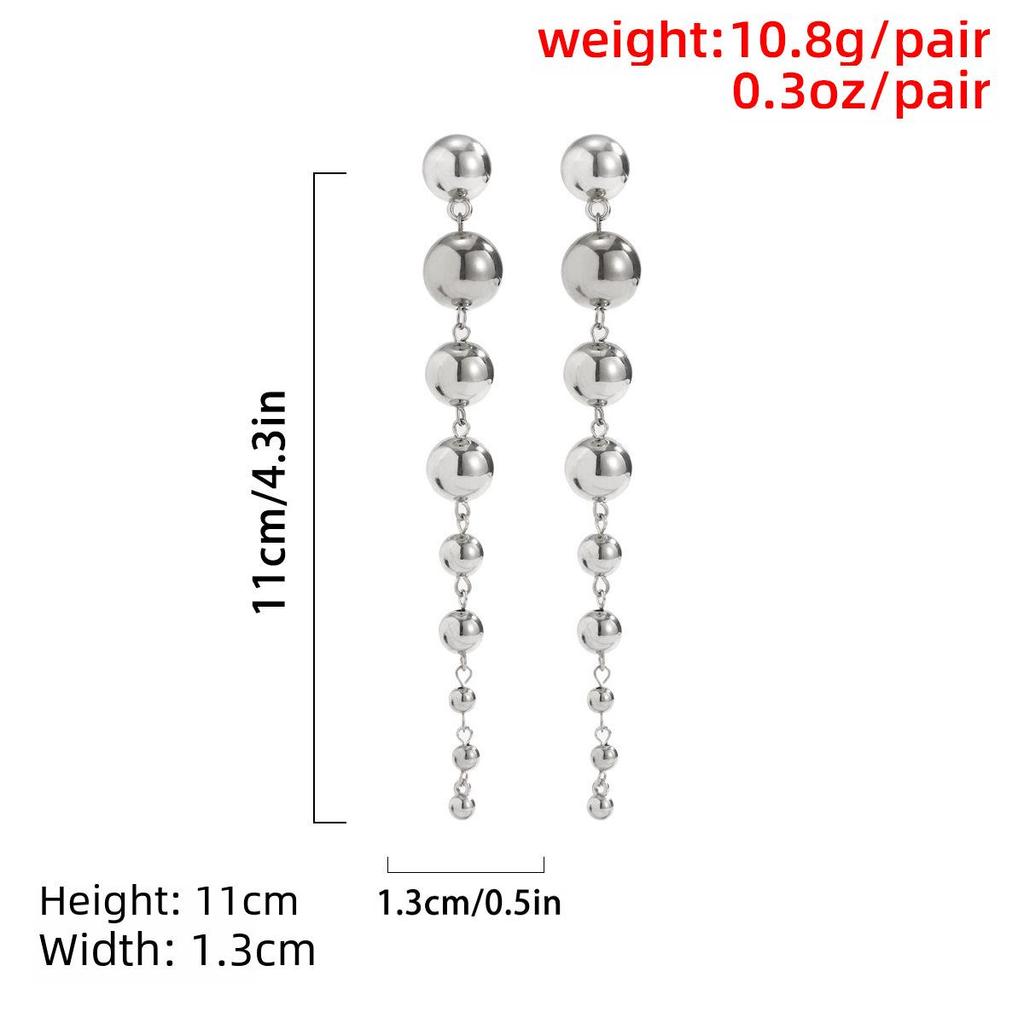 European & American Hip-Hop Punk Geometric Round Bead Long Earrings - Trendy Retro Style for Women