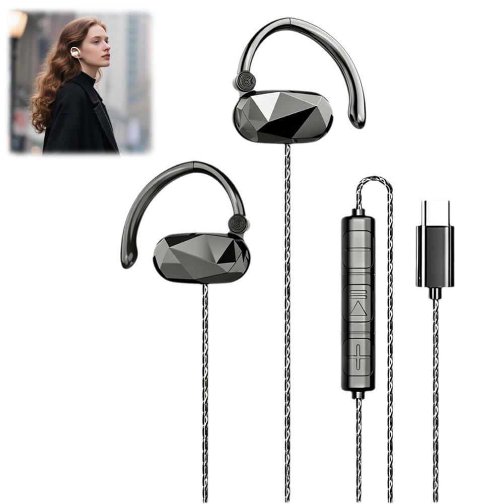 Open Ear Wired Headphones 3.5mm/Type-C In-Line Mic Stereo Earbuds For Sports Compatible With Galaxy S23/S22/S21 4
