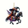 Colorful Cartoon Witch Car Hanging Ornament For Spooky Halloween Interior Decor