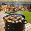 Outdoor Grill 16 Inch Charcoal Stove, 3 in 1 Vertical BBQ with Built-In Thermometer, Double Tier Stove Adjustable Vent System, Heavy Duty Barbecue