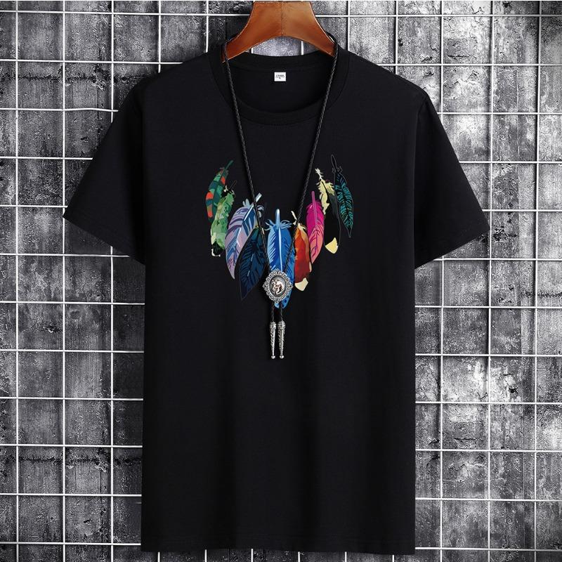 QICED Летняя футболка с короткими рукавами, мужская футболка с круглым вырезом и трендовым низом