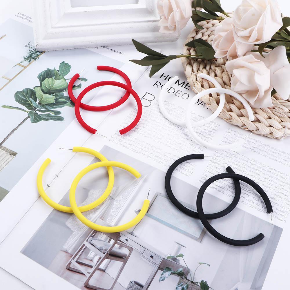 Women Simple Personality Candy Color Round C-shaped Women Jewelry Hoop Earrings Round Earrings