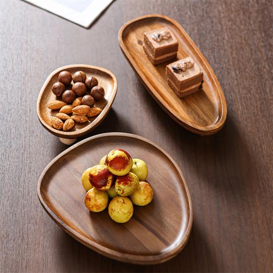 Деревянный поднос для подачи небольших закусок, деревенский поднос неправильной формы для десертов, декоративный поднос для растений, свечей, ключей, ювелирных изделий и часов.