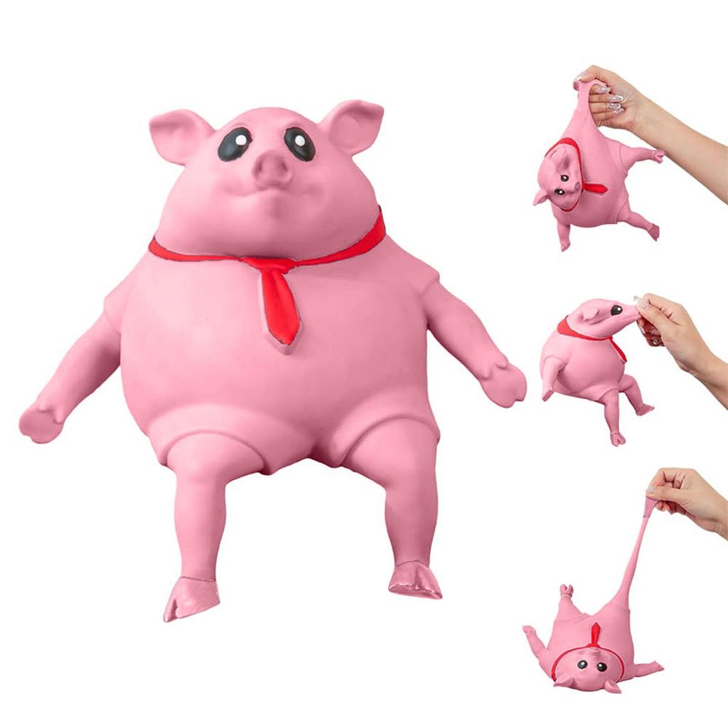 Novelty Toy,Pig Toy Soft And Elastic Decompression Toy,Decompress And Stretch Stress Pig Stress Relief Toy For Kid Adult