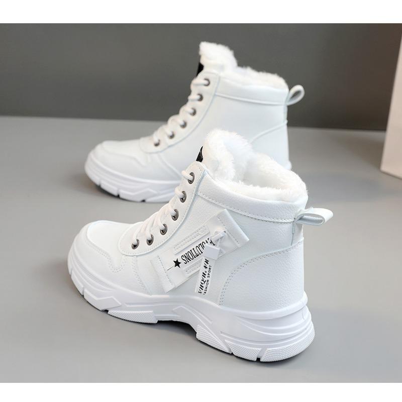 Martin Boots Women's New British Student Thick Soled and Plush Cotton Shoes Height Increasing Women's Shoes