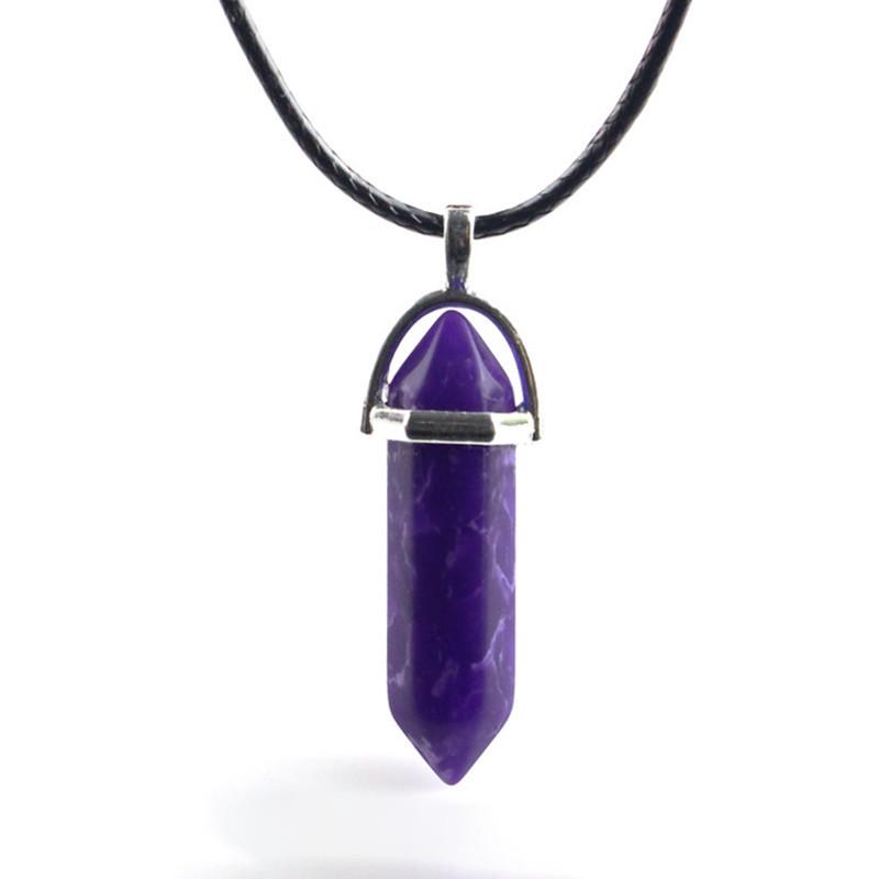 Красивое ожерелье из натурального кристалла с уникальным шестиугольным кулоном для исцеления