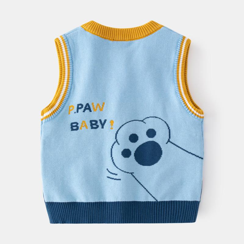 Осенне-зимний детский теплый жилет для мальчиков, милый вязаный жилет с медведем, детские 1-6 лет, детская утепленная теплая верхняя одежда для детей, свитер