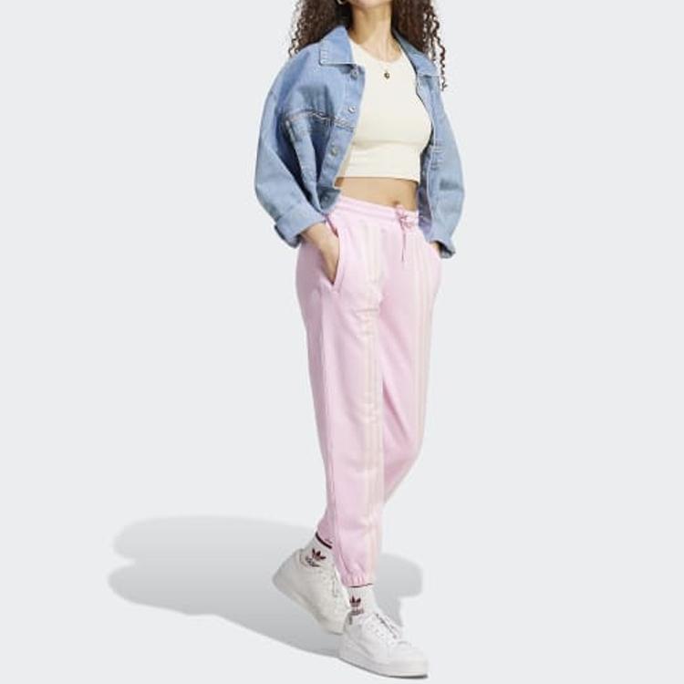 adidas Оригинальные однотонные брюки Adicolor 70s Retro Series, женские брюки на шнурке, розовые, IK7854