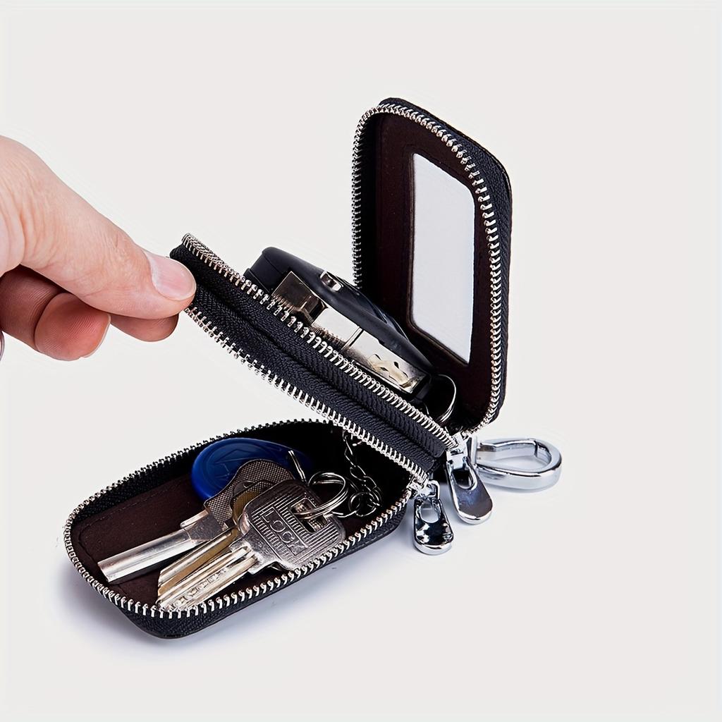 Двухслойный чехол для ключей из ПУ кожи, надежное крепление на пояс, хранение ключей от машины - стильная мини-сумка для аксессуаров интерьера