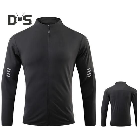 Мужское спортивное пальто с воротником-стойкой, эластичное впитывающее пот, мягкое, дышащее, быстросохнущее, однотонное, на молнии, с длинным рукавом, солнцезащитное пальто для бега в тренажерном зале