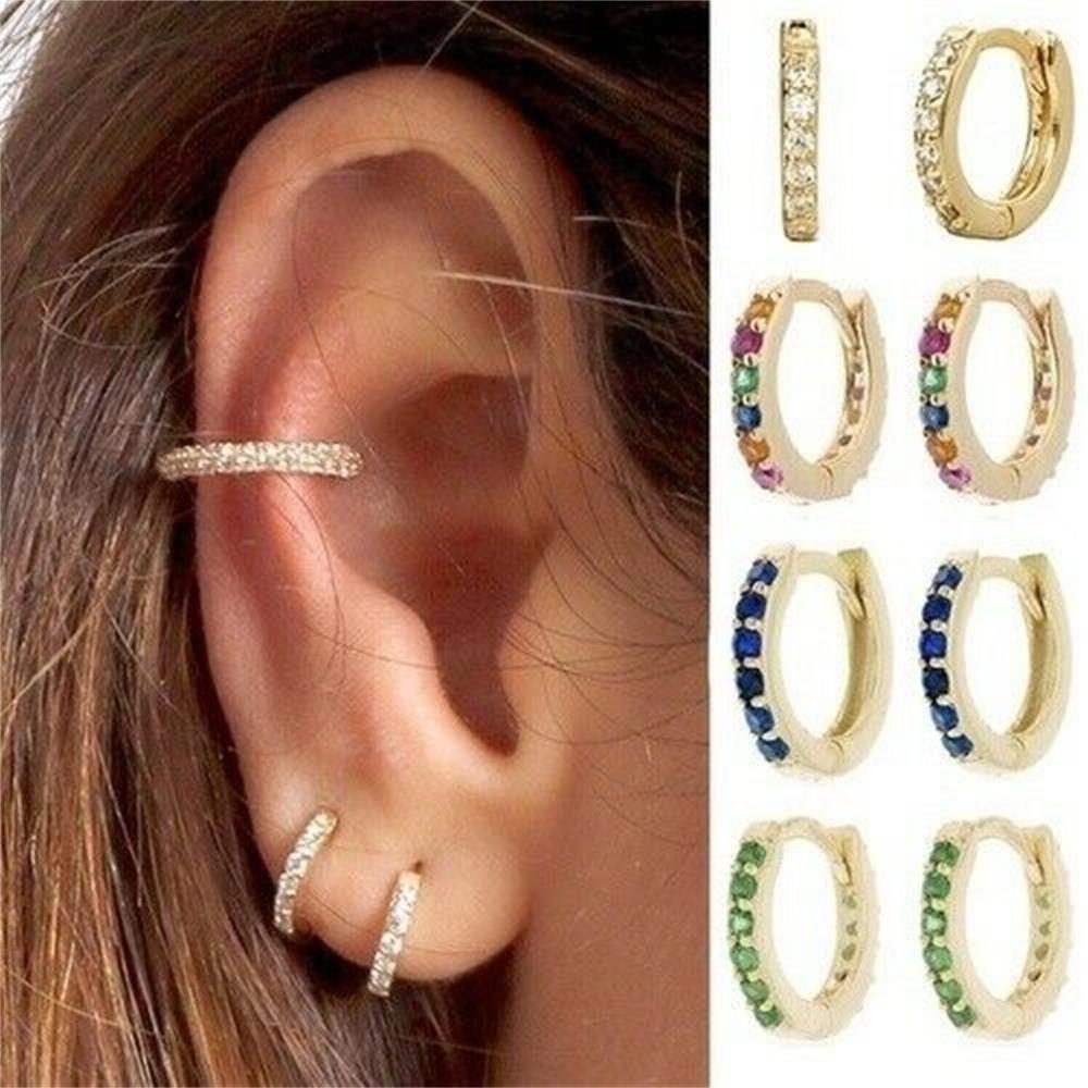 Ring Helix Cartilage Tragus CZ Ear Piercing Colorful CZ Earrings Zircon Ear Stud Cubic Zirconia