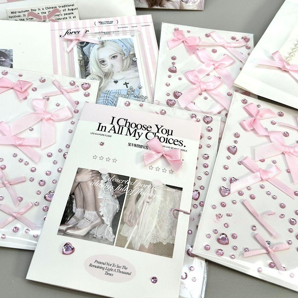 Сделай сам K-pop фото наклейки для декора Розовые наклейки со стразами Для держателя фотокарточек