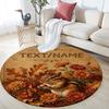 Custom Name,Autumn Woodland Animal Series pattern round rug,Carpet Rug for Living Room Bedroom Playroom ,Non-slip Floor Mat,Holiday Gifts and Birthday