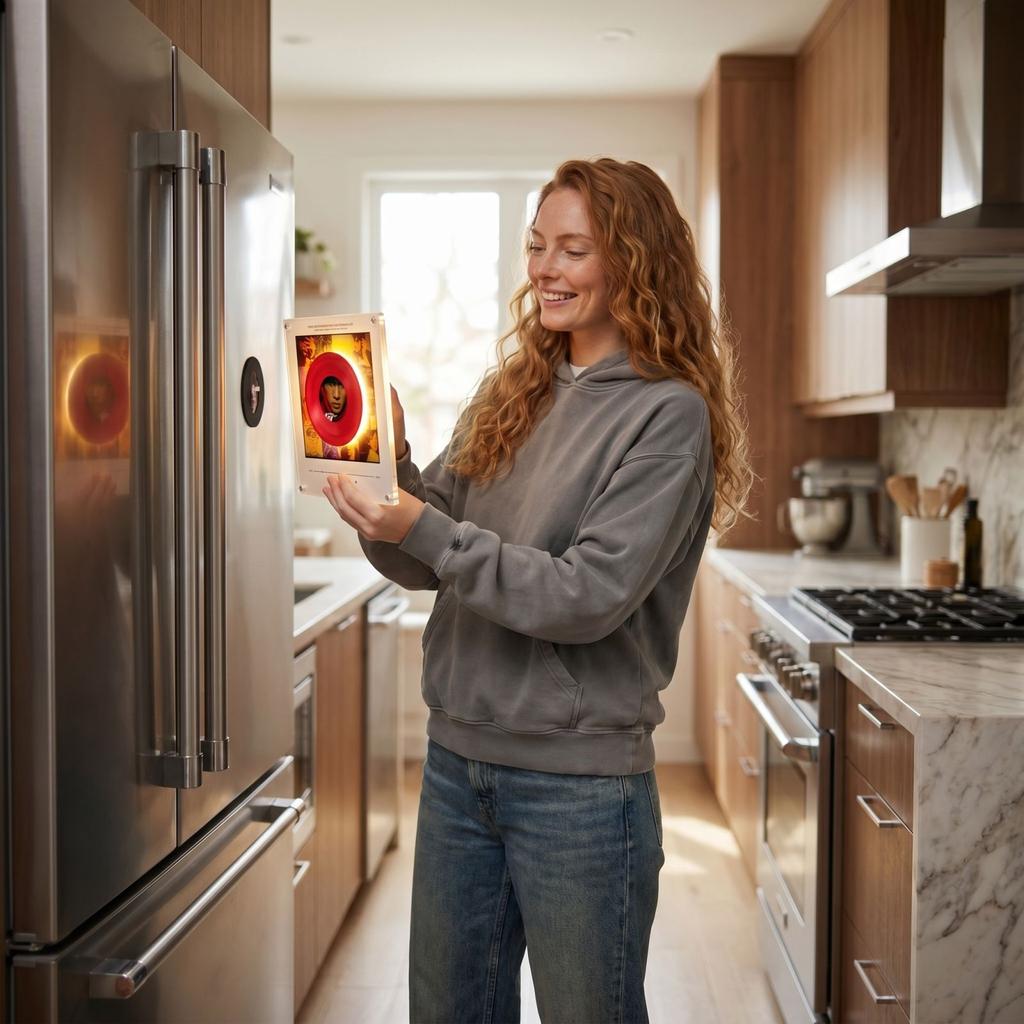 Вращающийся дисковый ночник с NFC-сенсором, автоматическое воспроизведение музыки, акриловый магнитный декор для холодильника, креативная витрина
