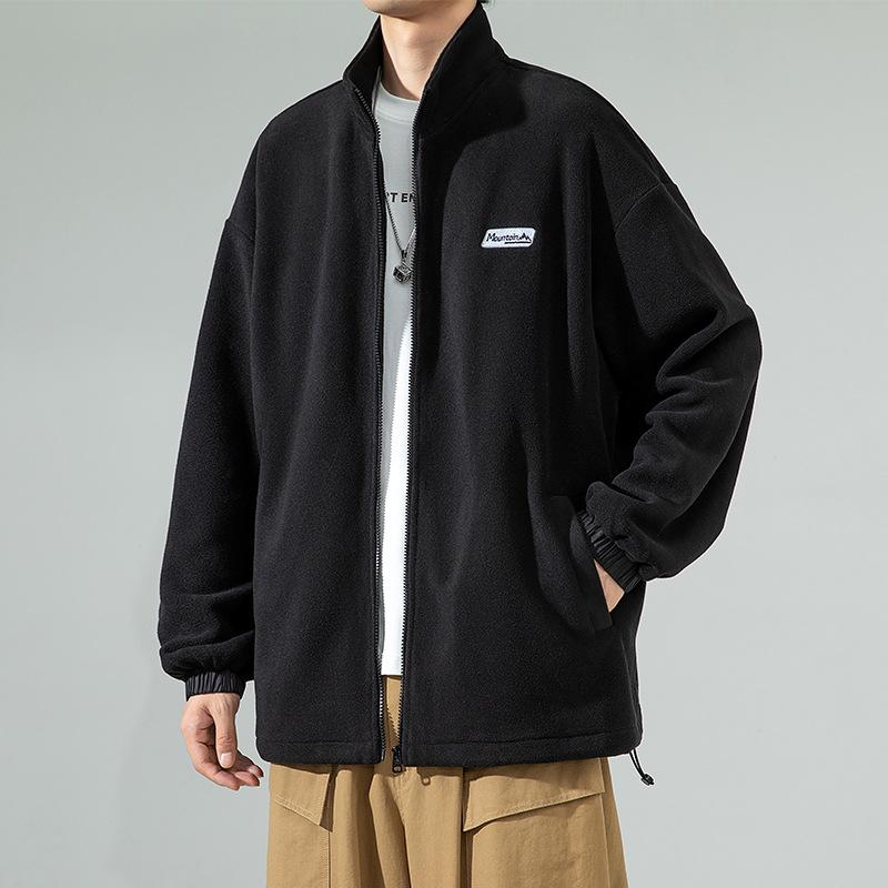 Мужская повседневная флисовая куртка, мужская зимняя свободная, универсальная и красивая куртка с воротником-стойкой
