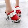 2025 Summer New High-heeled Fish Mouth Sandals Women's Thick-heeled Casual Large-size Women's Slippers