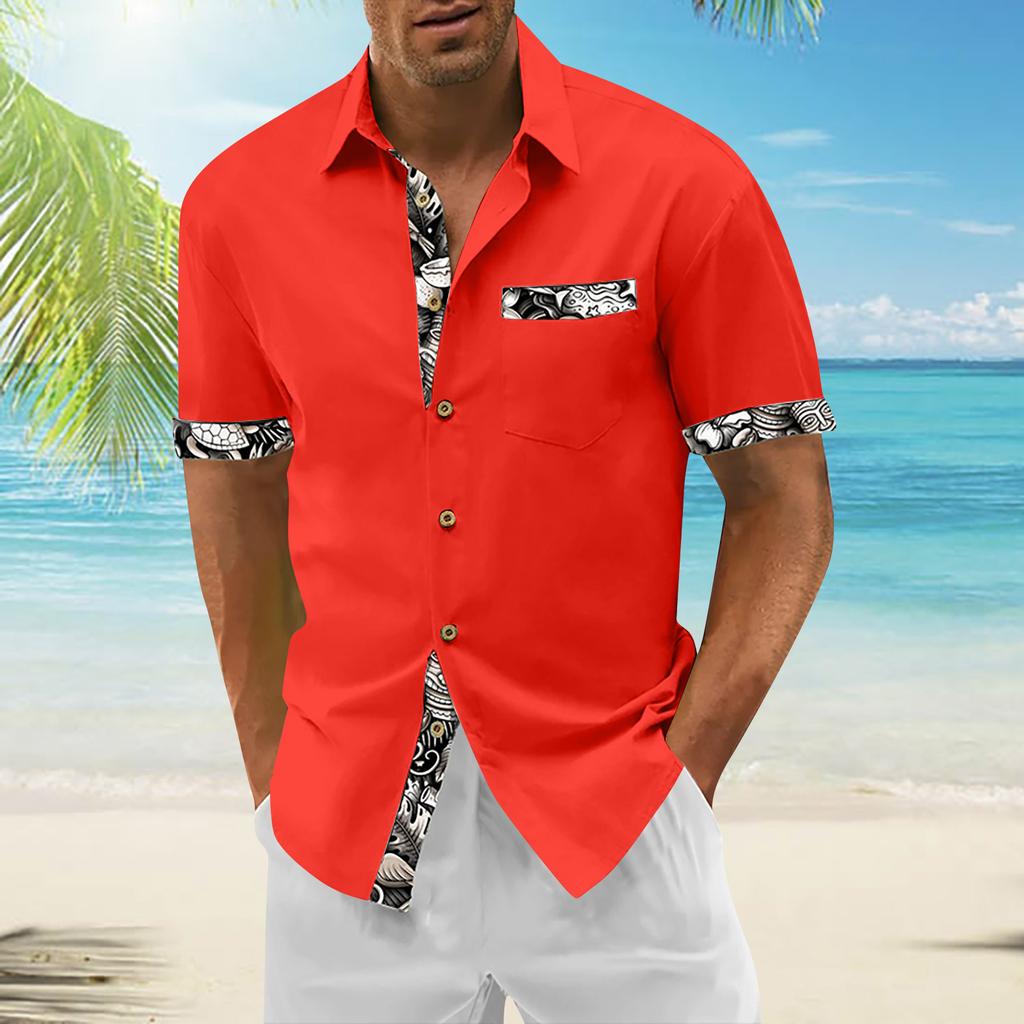Гавайская рубашка для мужчин, мужские винтажные рубашки для боулинга на пуговицах, летняя пляжная рубашка с коротким рукавом