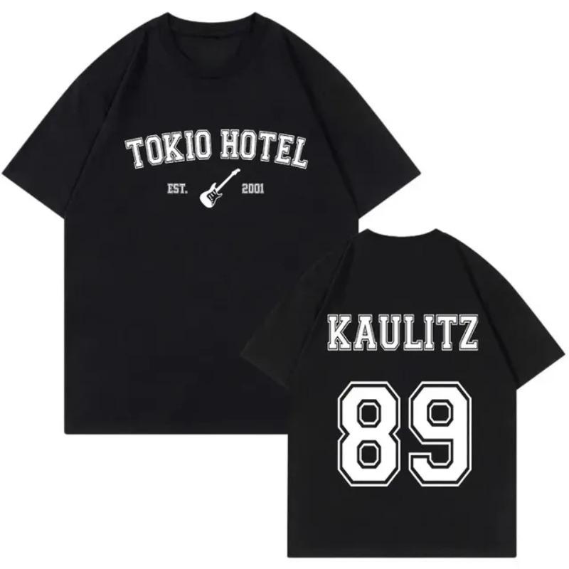 Rock Band Tokyo Hotel Футболка с принтом монограммы Летняя уличная повседневная футболка с коротким рукавом Универсальная футболка Мужская Женская Крутые модные футболки