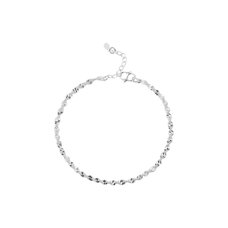 925 Sterling Silver Fashion Simple Elegant Twisted Chain Bracelets Jewelry For Woman Wave Anklet Gifts