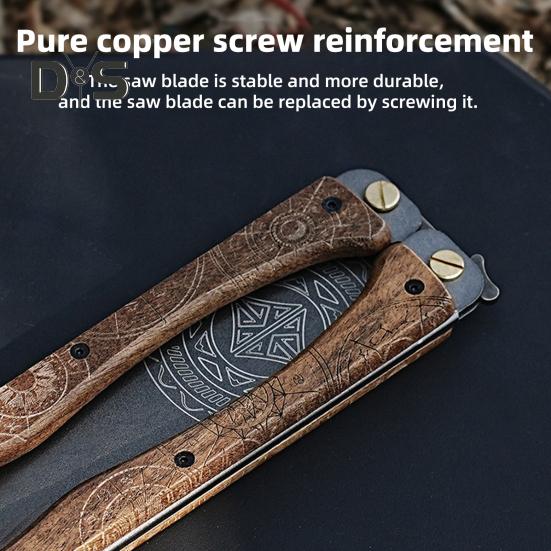 Складная ручная пила с деревянной ручкой, острое лезвие, двухсторонние зубья, компактная конструкция, мини-пила, инструмент для деревообработки