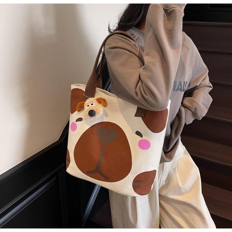 Холщовая сумка женская большой вместимости новая весенне-летняя универсальная сумка через плечо повседневная мультяшная студенческая сумка-тоут