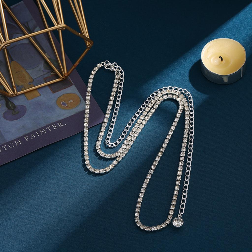 Single Layer Body Chain For Women Shining Glitter Rhinestone Body Chain Summer Outdoor Beach Decoration Sexy Waist Chain 1pc