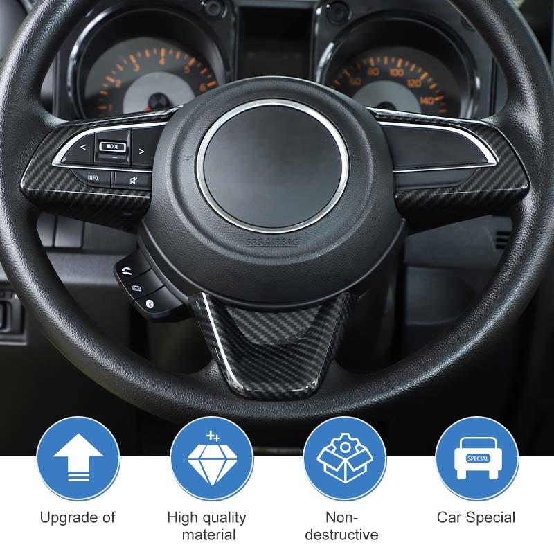 Панель декоративных наклеек на руль автомобиля из АБС-пластика для Suzuki Jimny 2019, аксессуары для интерьера, серебристый, с принтом из углеродного волокна