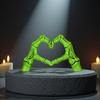Skeleton Love Gesture Statue Resin Heart Shape Hands Sculpture Gothic Heart Skeleton Finger Gesture Figurine Romantic Halloween Gift