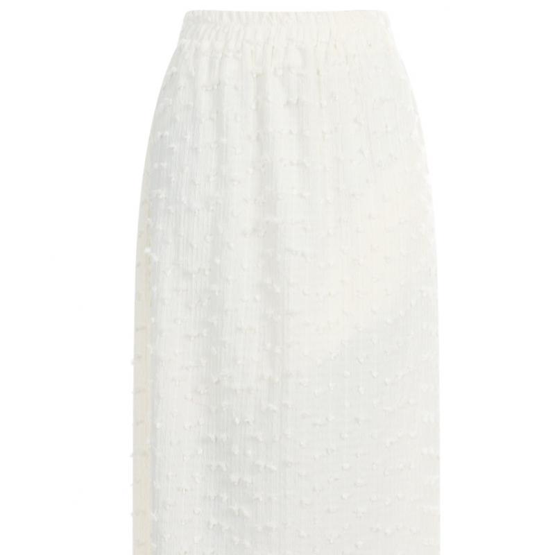 Shop Women Waist Bending Snowflake Embossed Split Long Skirt Th U Wsk 20278