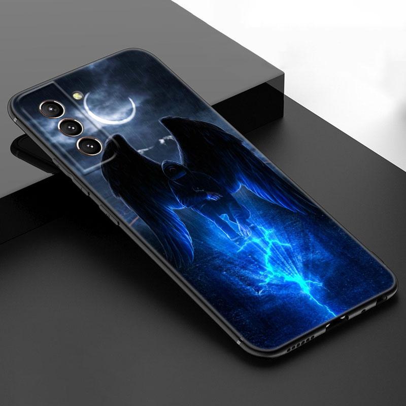 Фантазийные Крылья Ангела Девушки Черный Силиконовый Чехол для Телефона Samsung Galaxy S23 S21 S20 FE S24 S22 Ultra S10E S10 S9 S8 Plus