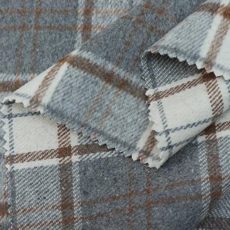 100x148cm Soft Thickening Grinding Wool Plaid Fabric DIY Jacket Coat Apparel Plaid Blended Cotton Fabric Clothing Supplies