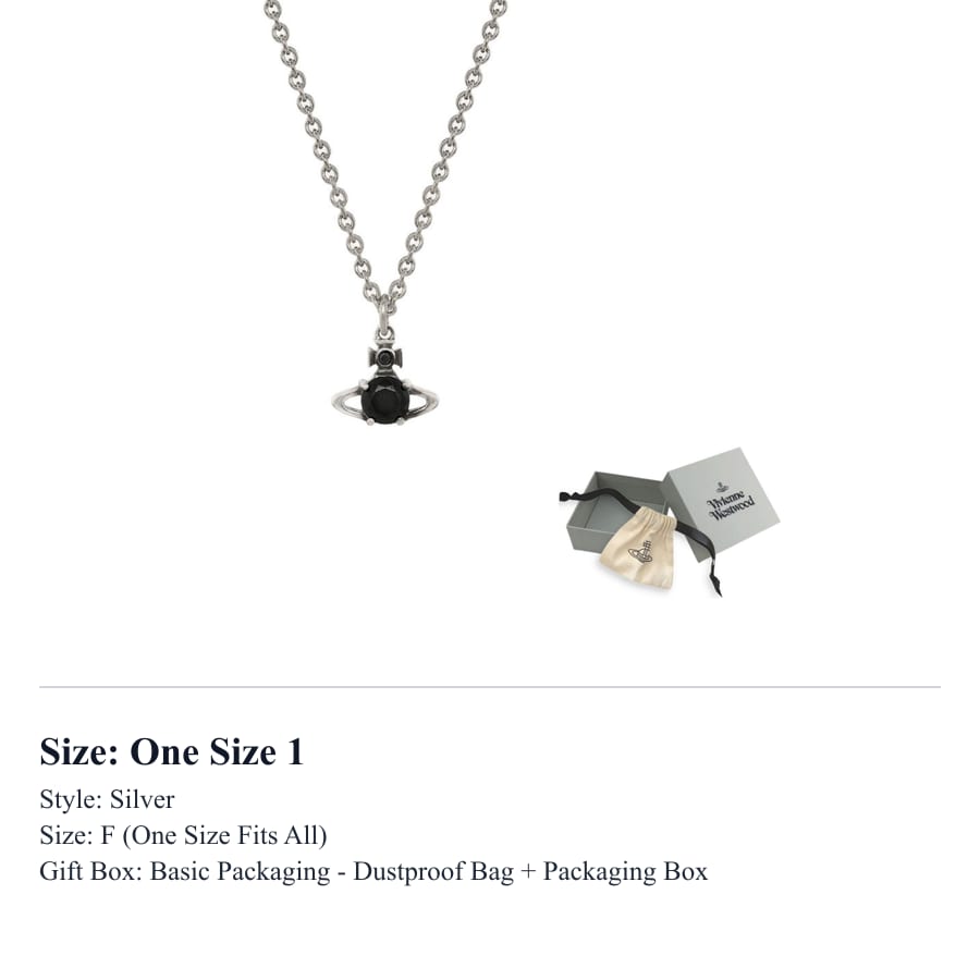 Vivienne Westwood Necklaces Men's Silver/Black Diamond 630203A8-02Q139
