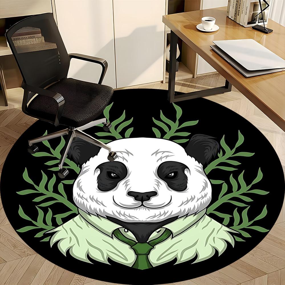 1pc Panda Bamboo Office Round Area Rug, Indoor Mat Suitable For Office, Under Office Chairs Bedroom Living Room Home Decor, Room Deco
