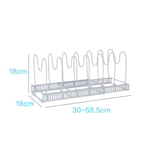 Liebbon Extendable Frying Pan Storage Rack with 10 Compartments | Fits Under the Sink, Stove, and Drawer | Pot Stand for Upright Storage of Pot Lids,