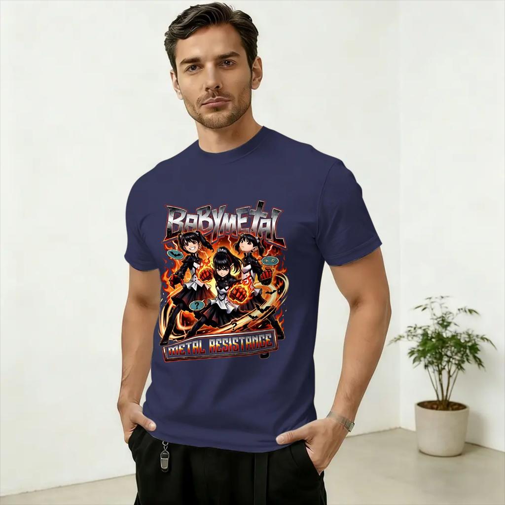 Babymetals Japan Band T-Shirt Beach  Cotton T-Shirts For Adult Popular Custom DIY Tee Shirt Short-Sleeved Funny Tops