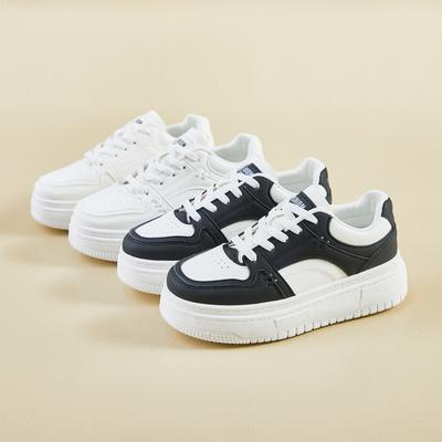 Кроссовки на толстой платформе для женщин, повседневная нескользящая обувь для ходьбы, удобные теннисные кроссовки из искусственной кожи, женские легкие спортивные туфли на шнуровке