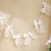 Элегантная белая органзовая лента и жемчужная гирлянда, декор для свадебной вечеринки, подвесная гирлянда с бантами для девичника, баннер для домашнего декора
