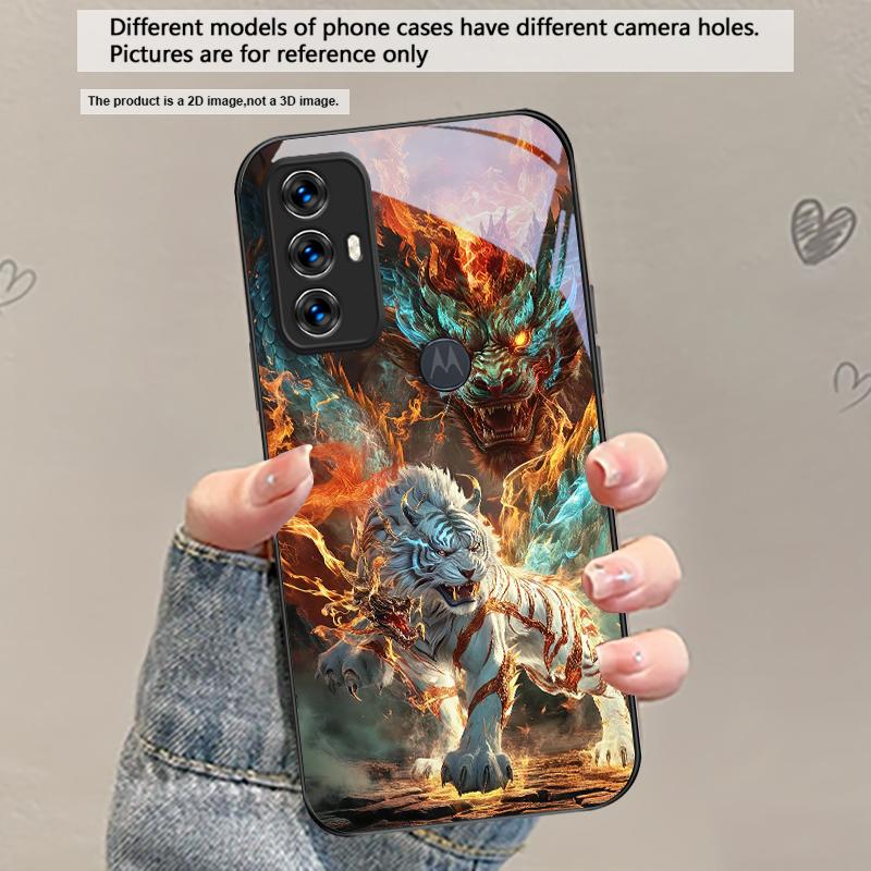 Огромный дракон и тигр Для Motorola Moto Edge 20 Lite 30 Pro 40 Neo 50 Ultra G45 G54 G55 G75 G84 G85 G Play 23 Стеклянный чехол для телефона