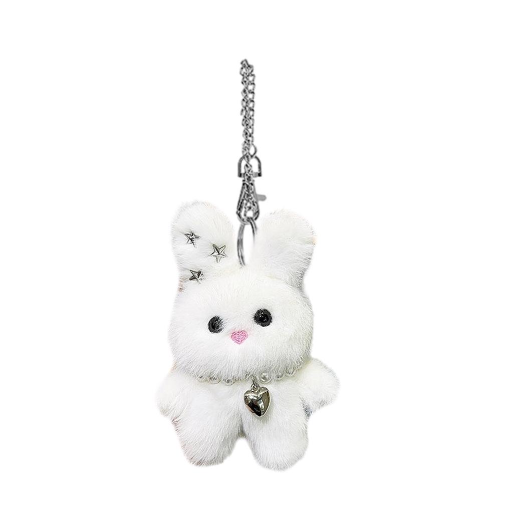 Colorful Star Rabbits Keychain Plush Bag Charm Handmade Keyring Craft Supplies for Backpacks and Keys Decoration