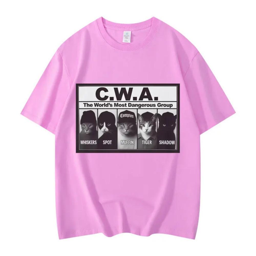 CWA Самая опасная группа в мире Смешной мем про кота Графические футболки Мода Винтаж Футболка с коротким рукавом Унисекс Хлопковые футболки