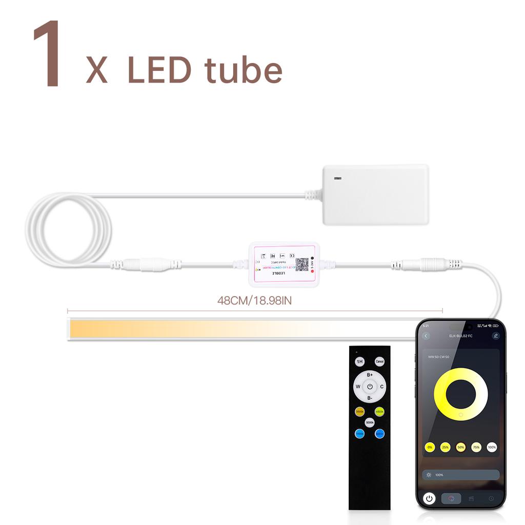 Беспроводная Bluetooth CCT светодиодная планка 24В 2700К-6500К Диммируемая алюминиевая лампа-трубка для верстака кухни под шкаф столешницу