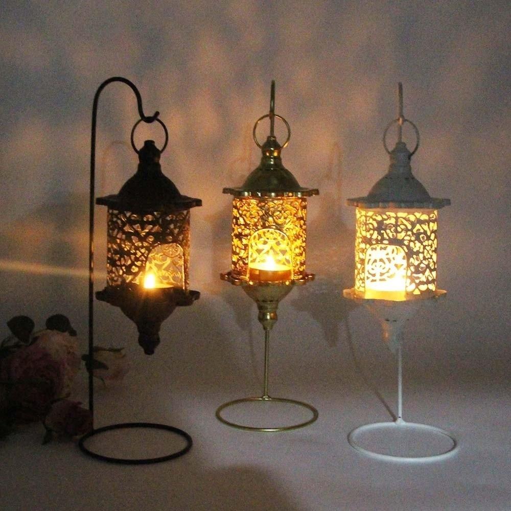 Iron Candle Stand Vintage Candle Holder Tabletop Ornament Hollow Metal Candlestick Living Room