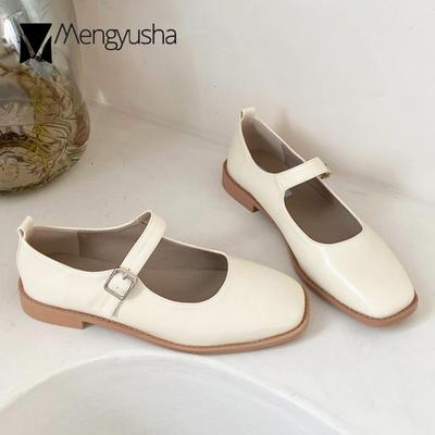 Модные ретро-лоферы с пряжкой на ремне, женские кожаные джинсы Мэри, туфли-лодочки для девочек в стиле Лолиты с квадратным носком, удобные женские мокасины
