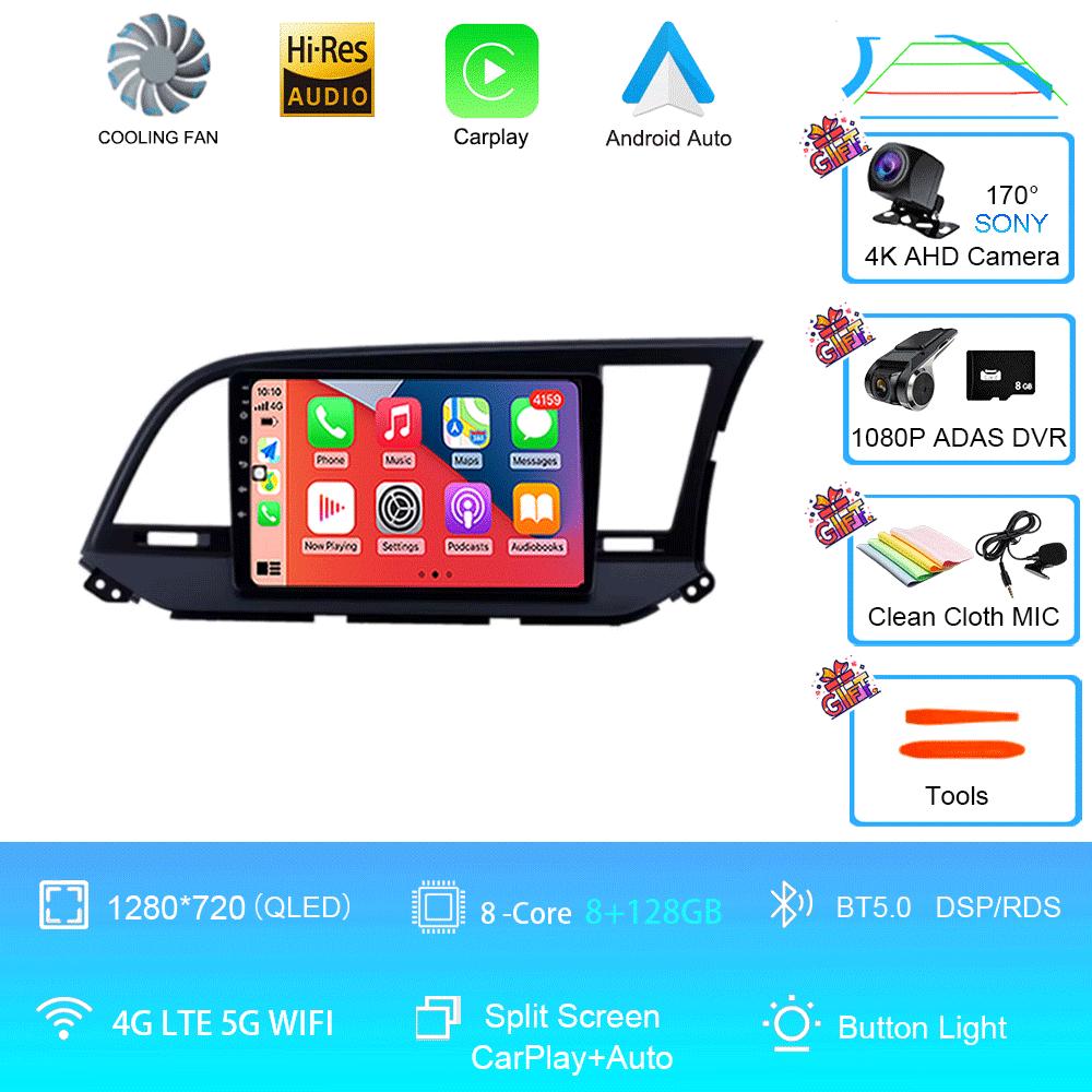 Автомобильное радио Android 14 для Hyundai Elantra 6 2015 2016 2017 2018 Мультимедийный видеоплеер GPS-навигация Разделенный экран DPS 360 камера