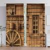 2 шт. - Шторы с принтом в виде ретро деревянного дома, амбарной двери, оконные украшения, украшения для дома, украшения для комнаты
